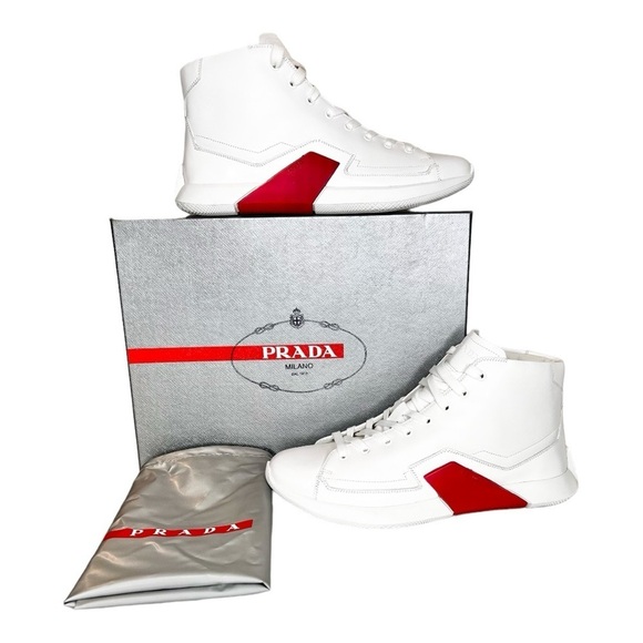 Prada Other - RARE NWT Prada Linea  Rossa High  Top Sneakers Men’s Tennis Shoes Sz 10 4T288210